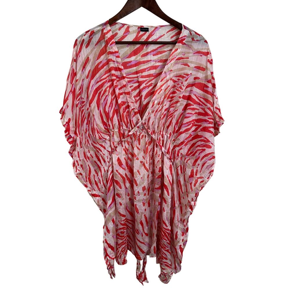 Zingara 100% Silk Animal Print Kaftan Beach Cover-Up Luxury Beachwear Medium
